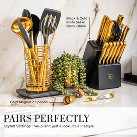 Styled Settings Gold Ladle ideal for soups with luxury touch.