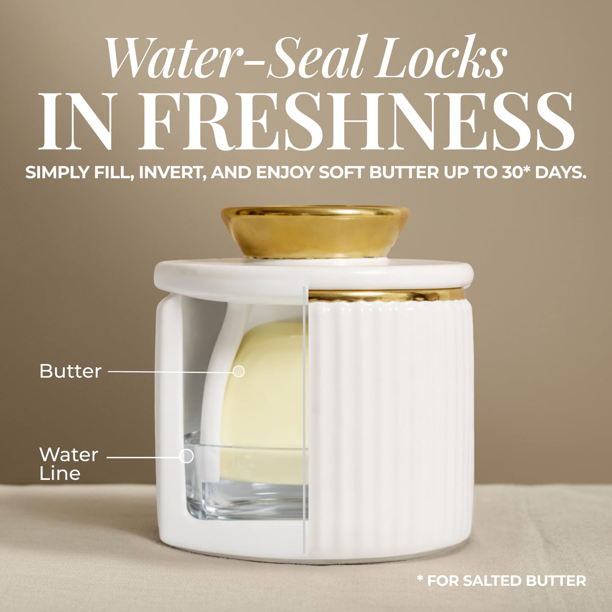 Styled Settings bell-shaped lid keeps butter contained and ready for slicing