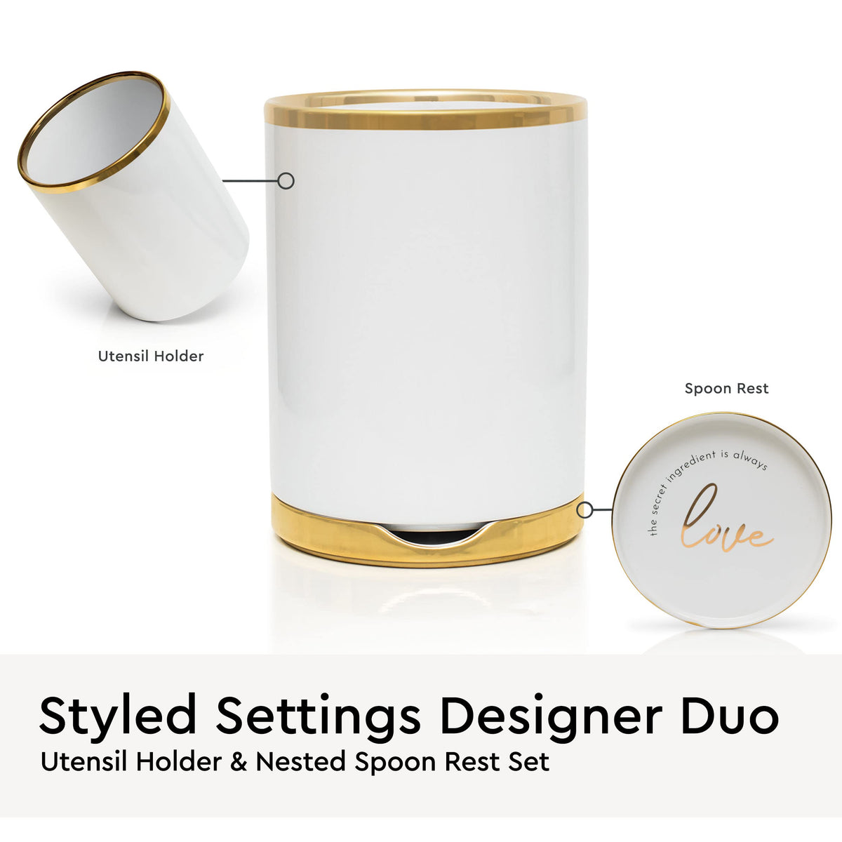 Styled Settings drain-hole design helps keep utensils dry on the counter