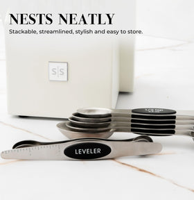 STYLED SETTINGS gift-ready measuring spoons for cooks and bakers.