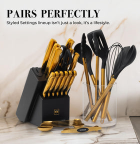 STYLED SETTINGS gold kitchen accessories pair with other STYLED SETTINGS items.