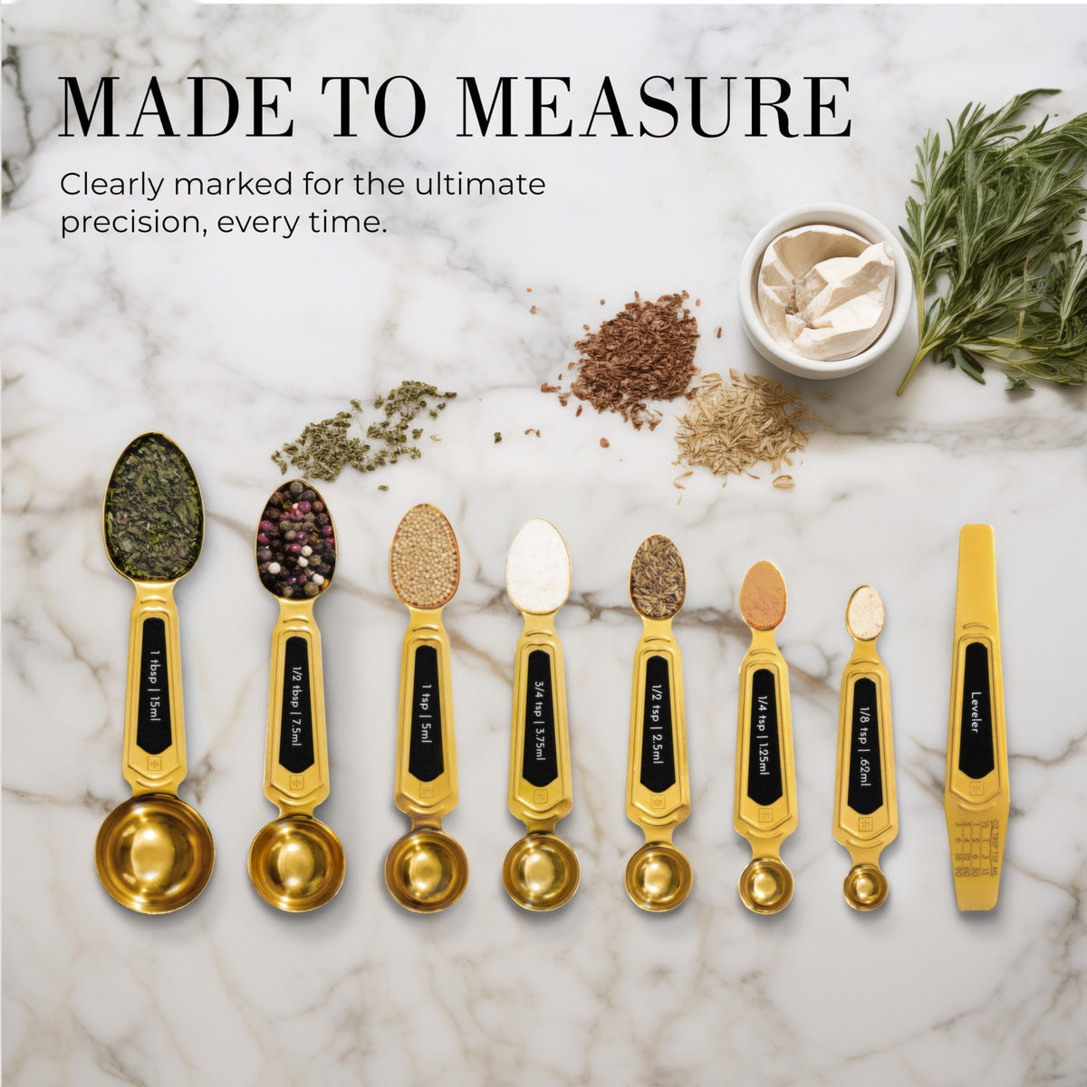 STYLED SETTINGS gold dual-sided spoons with magnetic stackable design