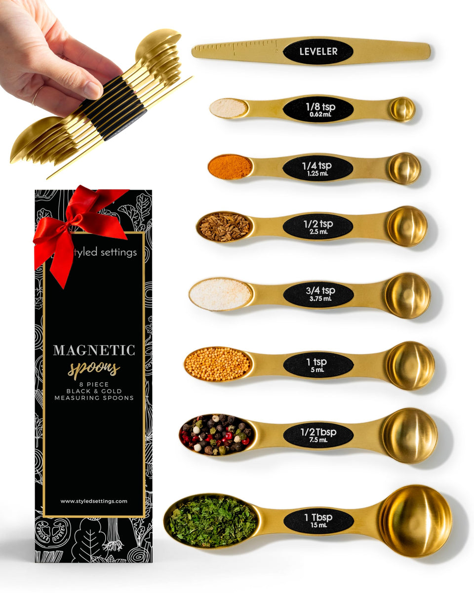 STYLED SETTINGS magnetic spoons nest for easy, space-saving storage.