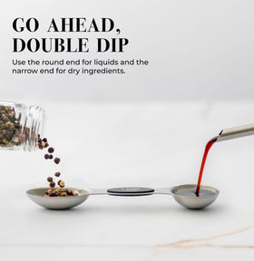 STYLED SETTINGS narrow-end spoon fits spice jars for mess-free scooping.