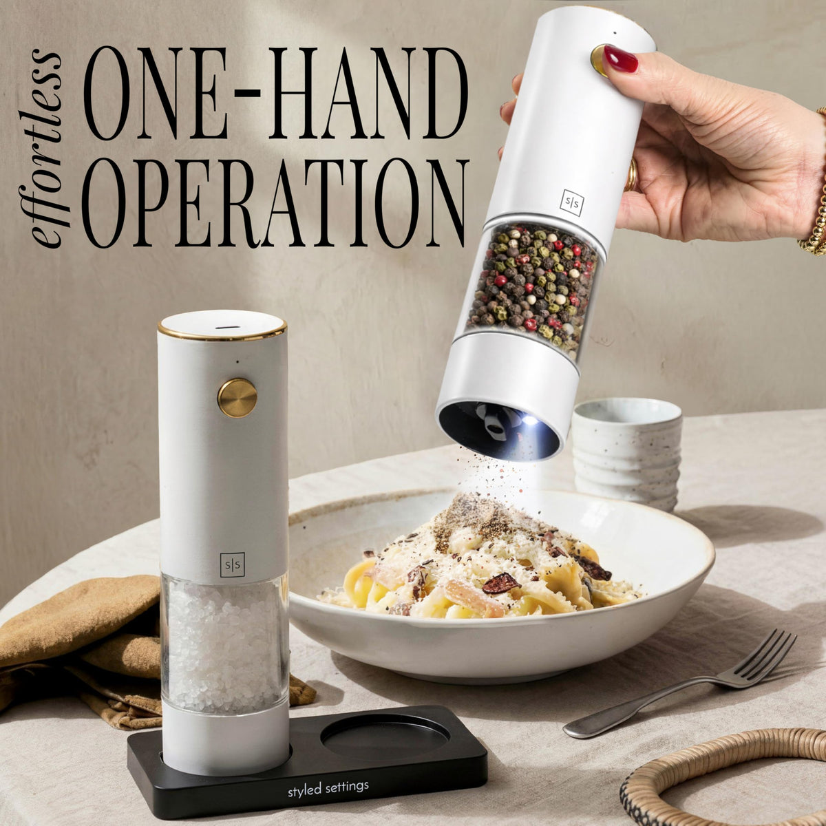 STYLED SETTINGS one-touch control button speeds meal prep.