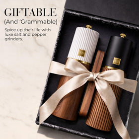 STYLED SETTINGS premium acacia wood detail adds durable warmth to the set.