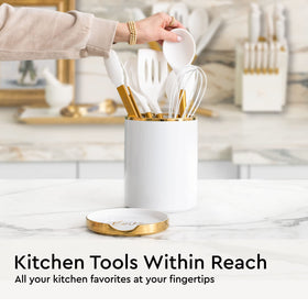 Styled Settings space-saving design frees drawer space for utensils