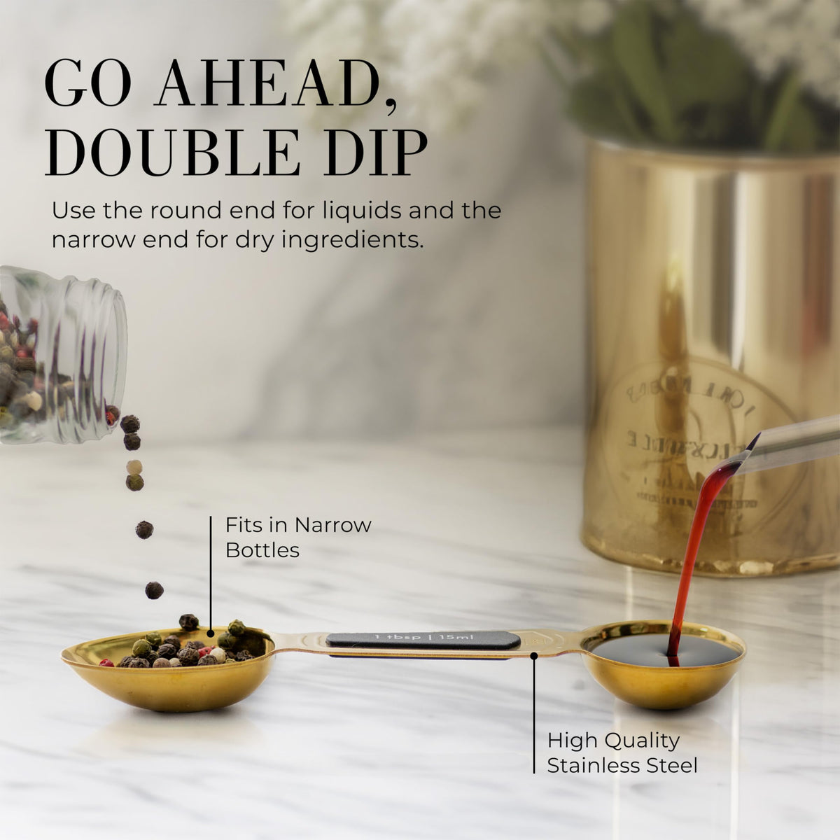 Stainless steel gold finish spoons designed for everyday kitchen tasks