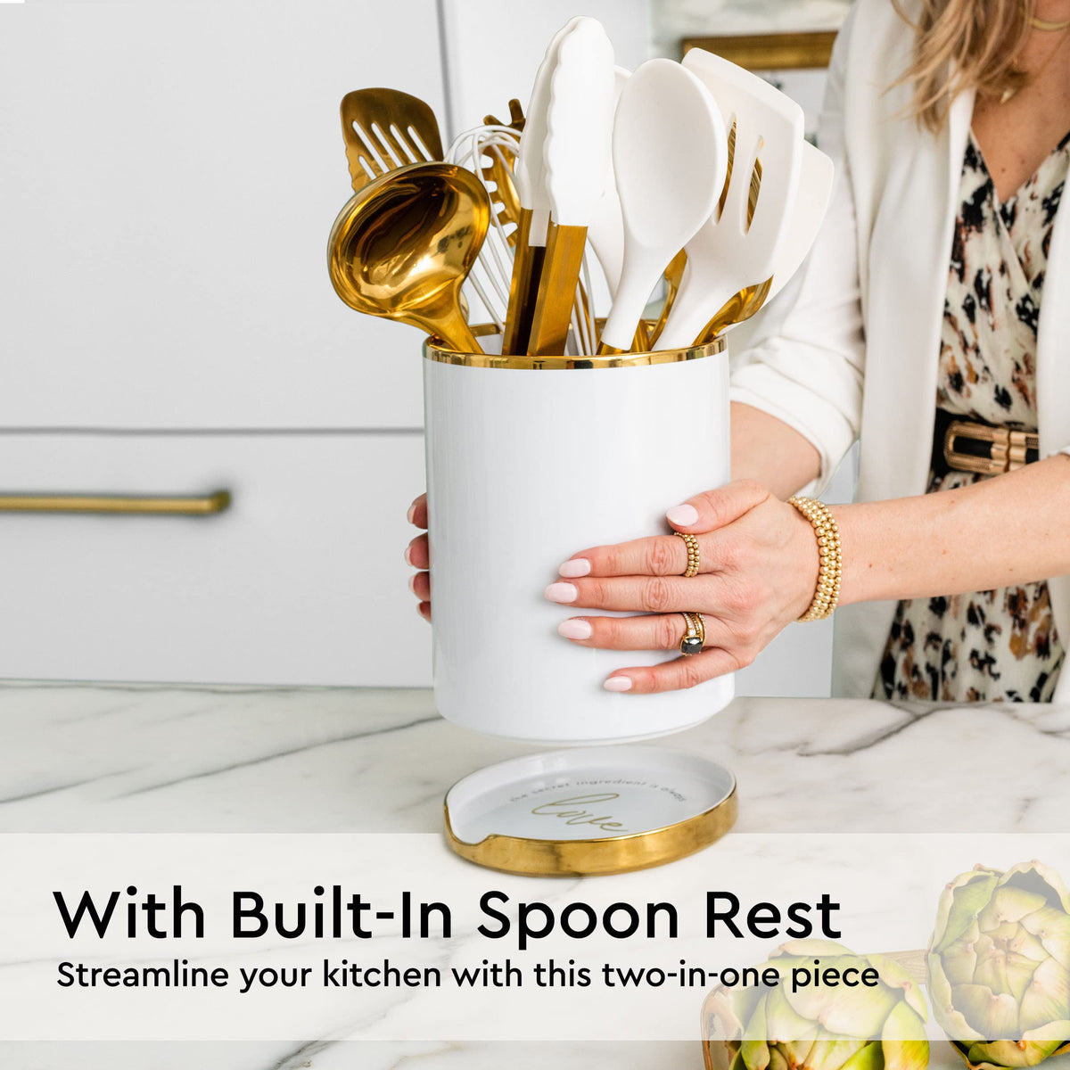 Styled Settings spoon rest built-in close-up highlights integrated storage