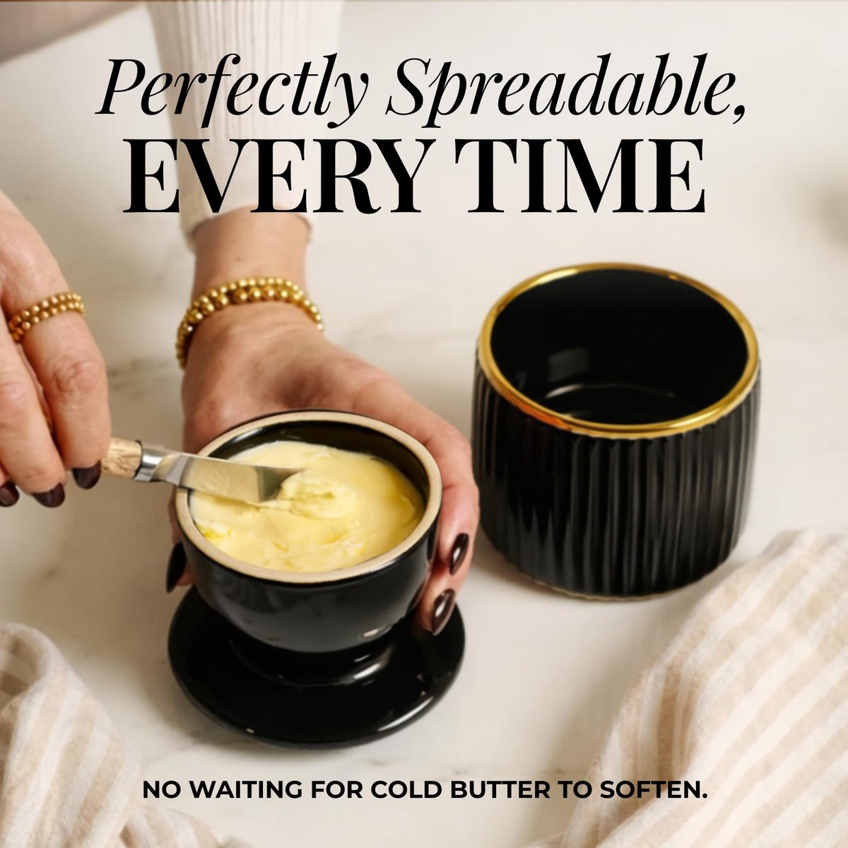Styled Settings water-seal butter keeper preserves butter freshness on the counter.