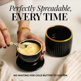 Styled Settings water-seal butter keeper preserves butter freshness on the counter.