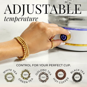 Styled Settings white and gold finish adds luxury to kitchen counter.
