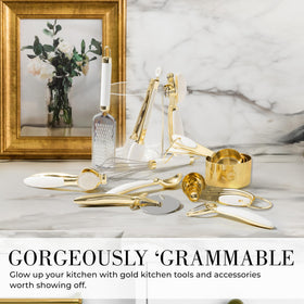STYLED SETTINGS gold ice cream scoop glides through frozen treats