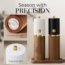 STYLED SETTINGS refillable salt and pepper grinder for daily use.