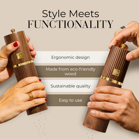 Styled Settings wooden grinder stand keeps the set organized and nearby