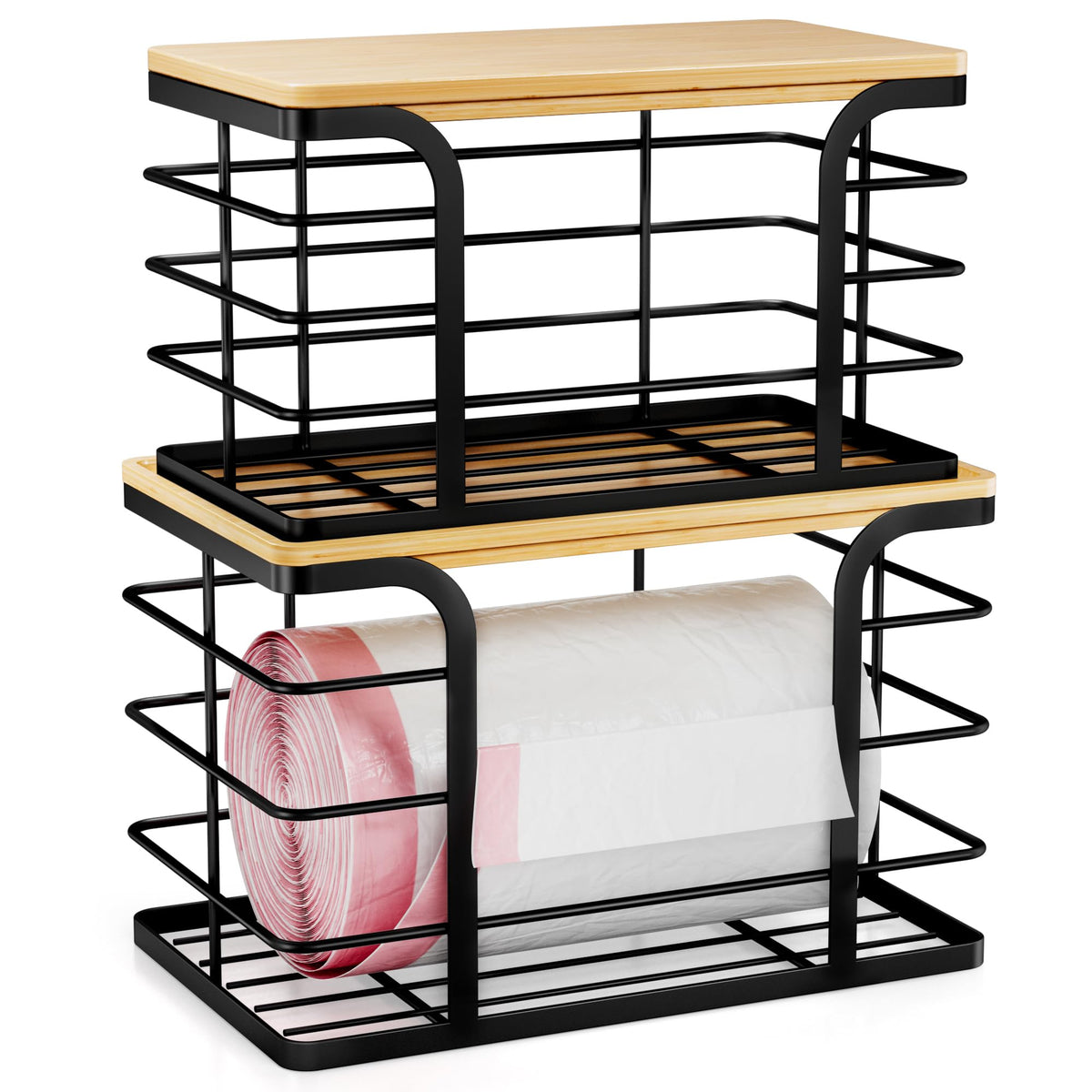 Stylstoreazy bamboo top trash dispenser with large design for organized kitchens.