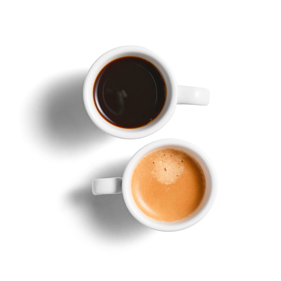 Stylusella demitasse cups pair in white porcelain for an elegant espresso service.