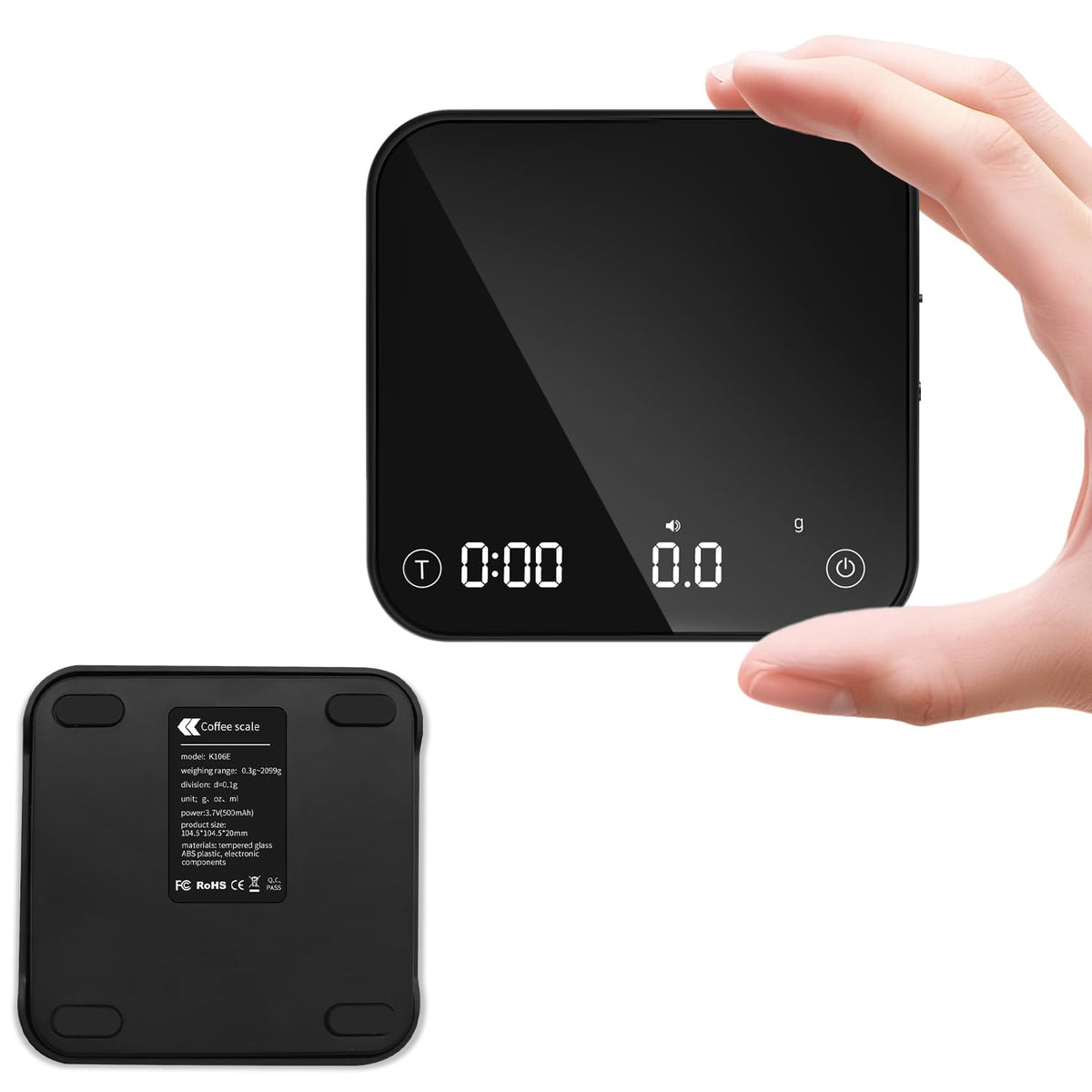 Styuanmmy Mini Coffee Scale front view highlights precise dosing for every brew.