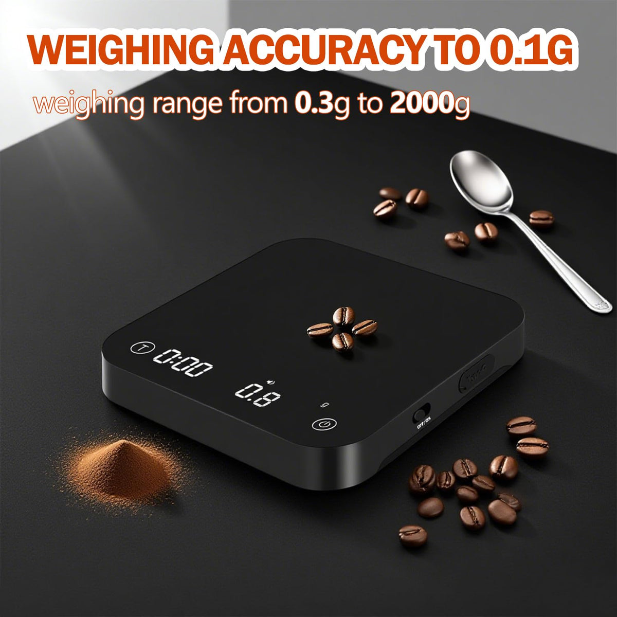 Styuanmmy Mini Coffee Scale in hand demonstrates portable travel use.