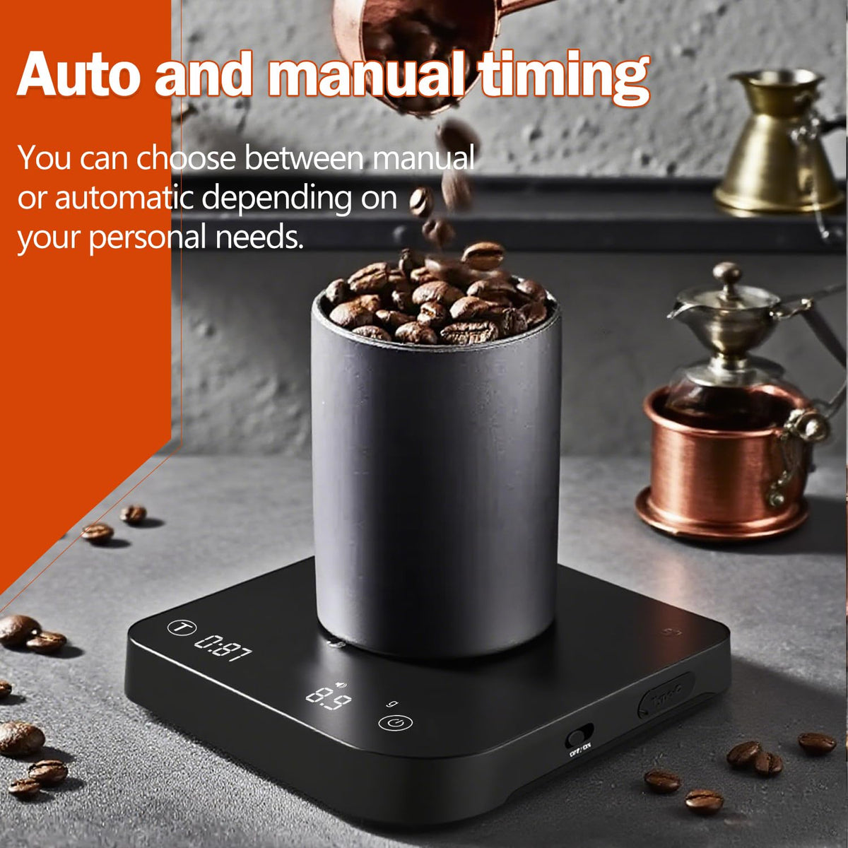 Styuanmmy Mini Coffee Scale on a coffee machine enables on demand brewing.