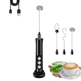 Styuanmmy frother on its charging base for easy storage and quick access.