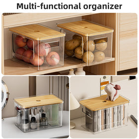SUBEKYU bamboo-lid stackable design highlights space-saving versatility in cabinets and sinks.