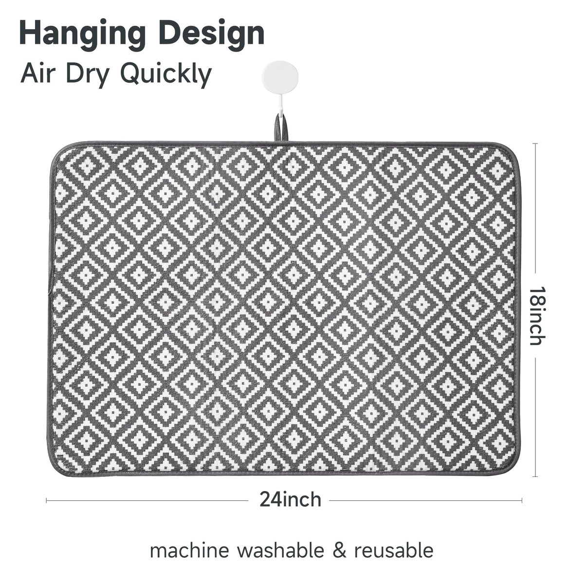 Subekyu rhombus-pattern counter mat protects surfaces while catching drips from dishes