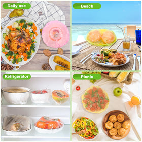 Sublaga colorful dish covers ideal for kitchen organization and meals.