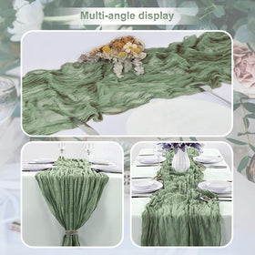 SuBleer bridal shower or garden party tables with rustic gauze runner.