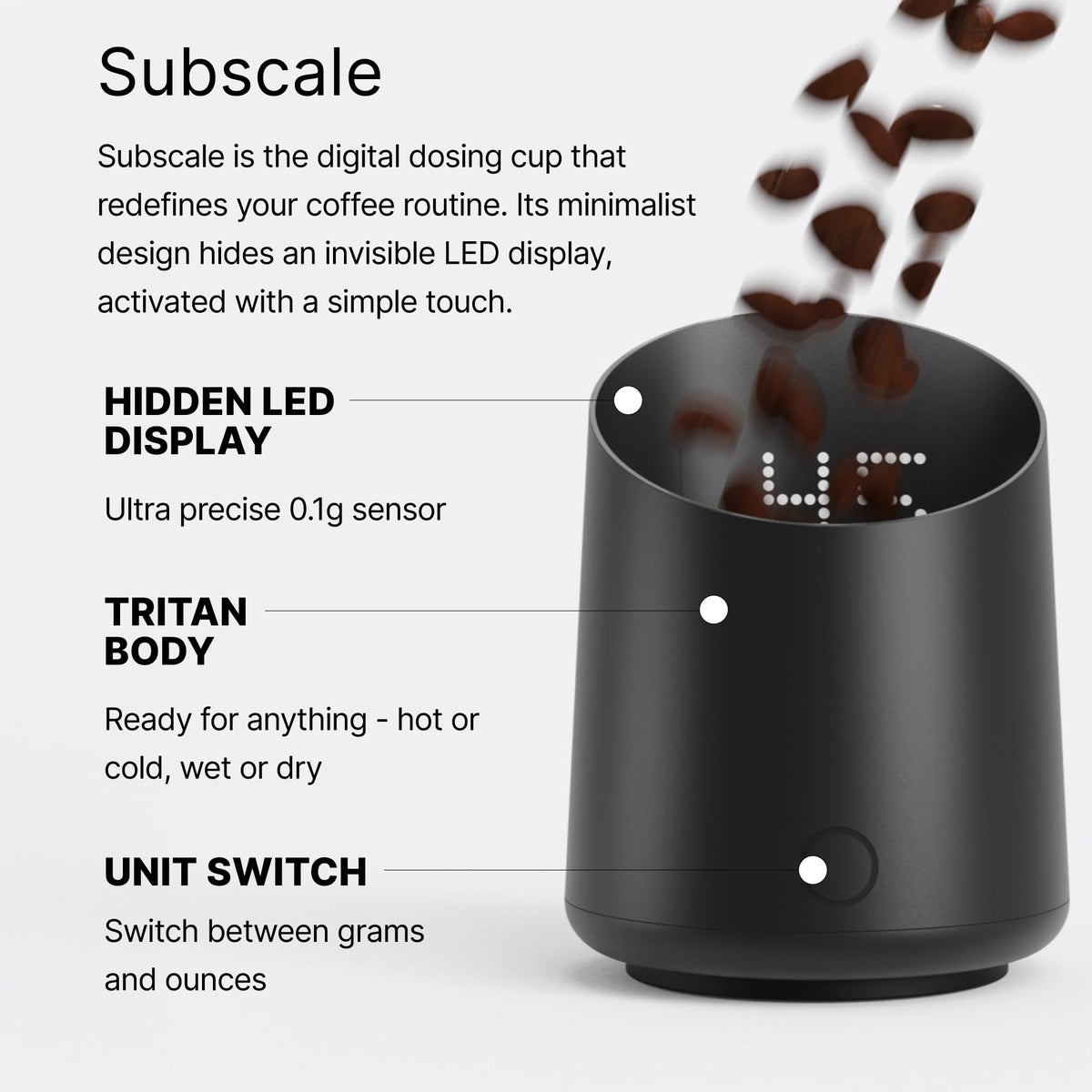Subminimal Subscale IPX-4 splash resistance keeps up with busy kitchens.