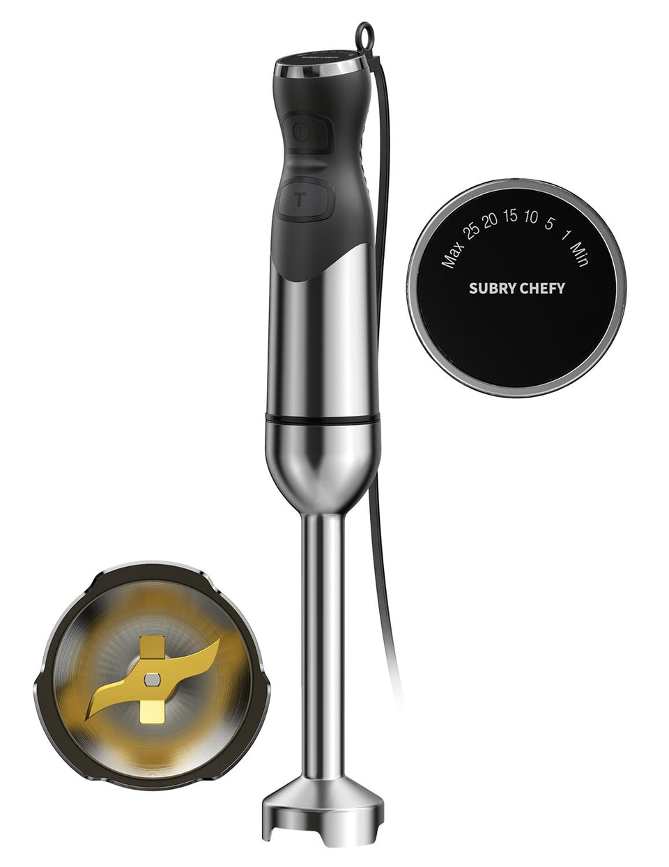Subry Chefy 1000W immersion blender front view for versatile kitchen blending