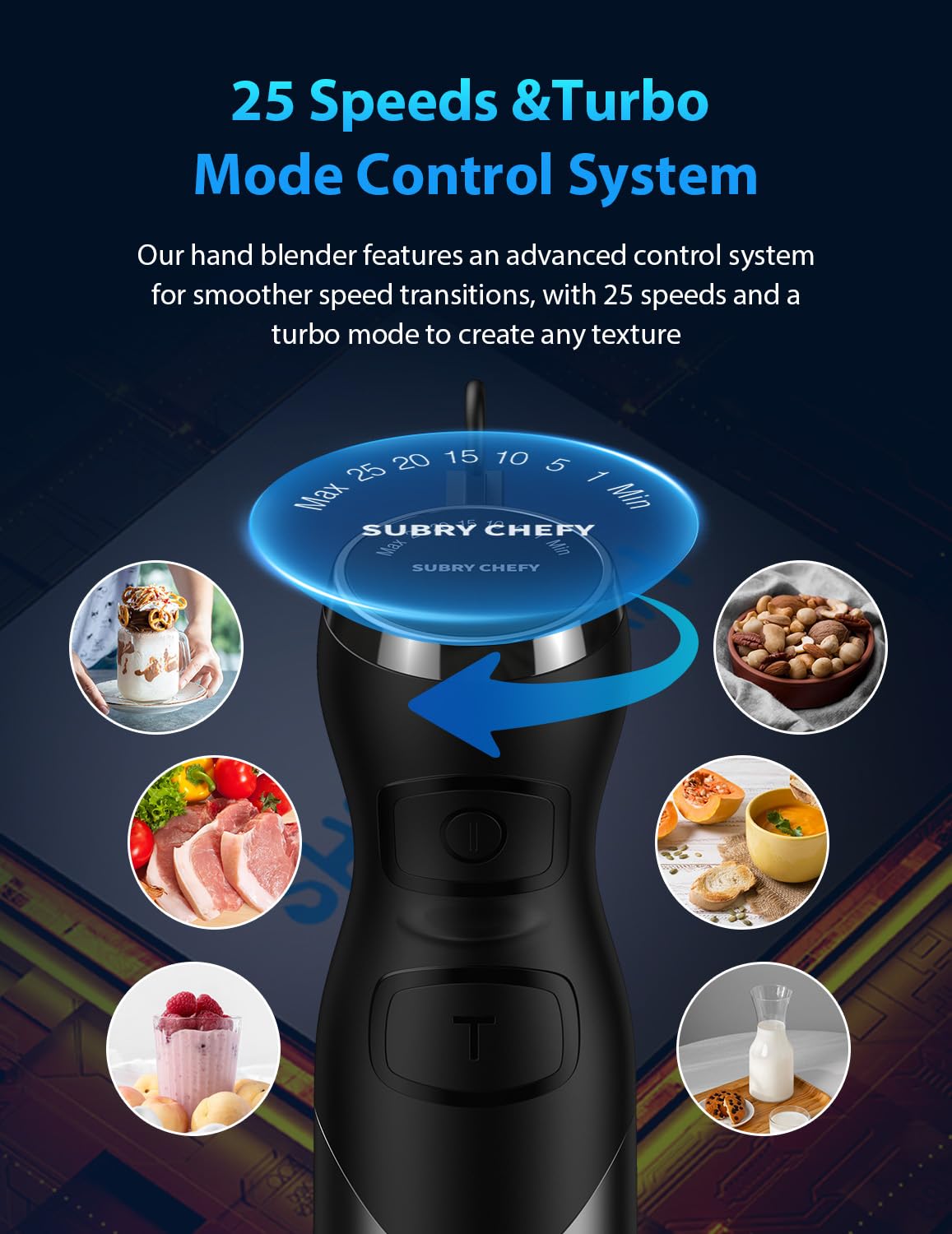 Subry Chefy 25-speed dial enables precise texture control
