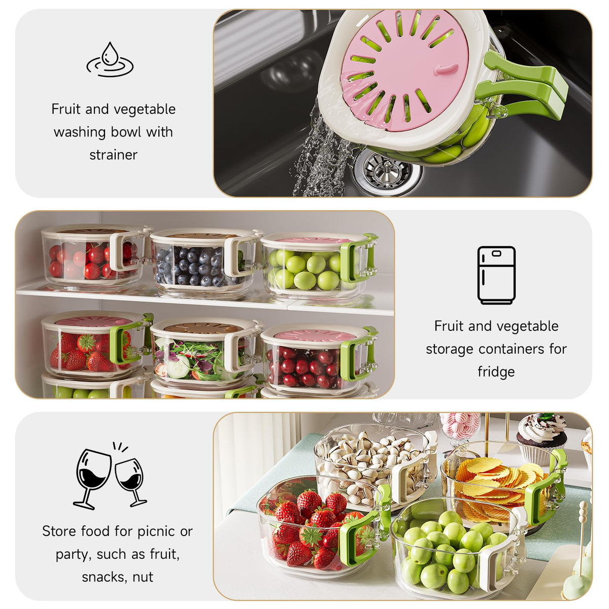 Such A Day pink berry lettuce keeper in fridge for organized produce