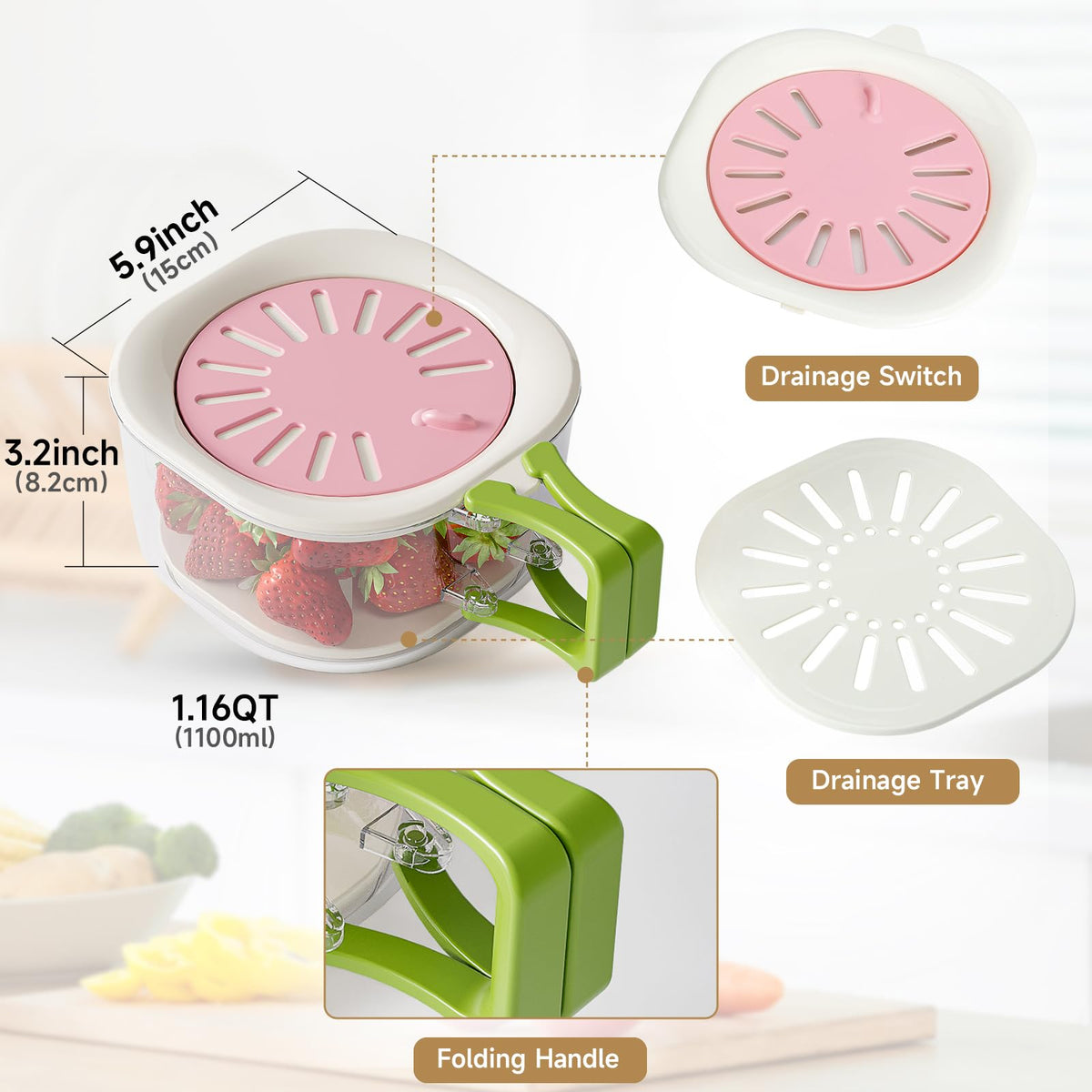 Such A Day pink berry saver tray used as a snack container