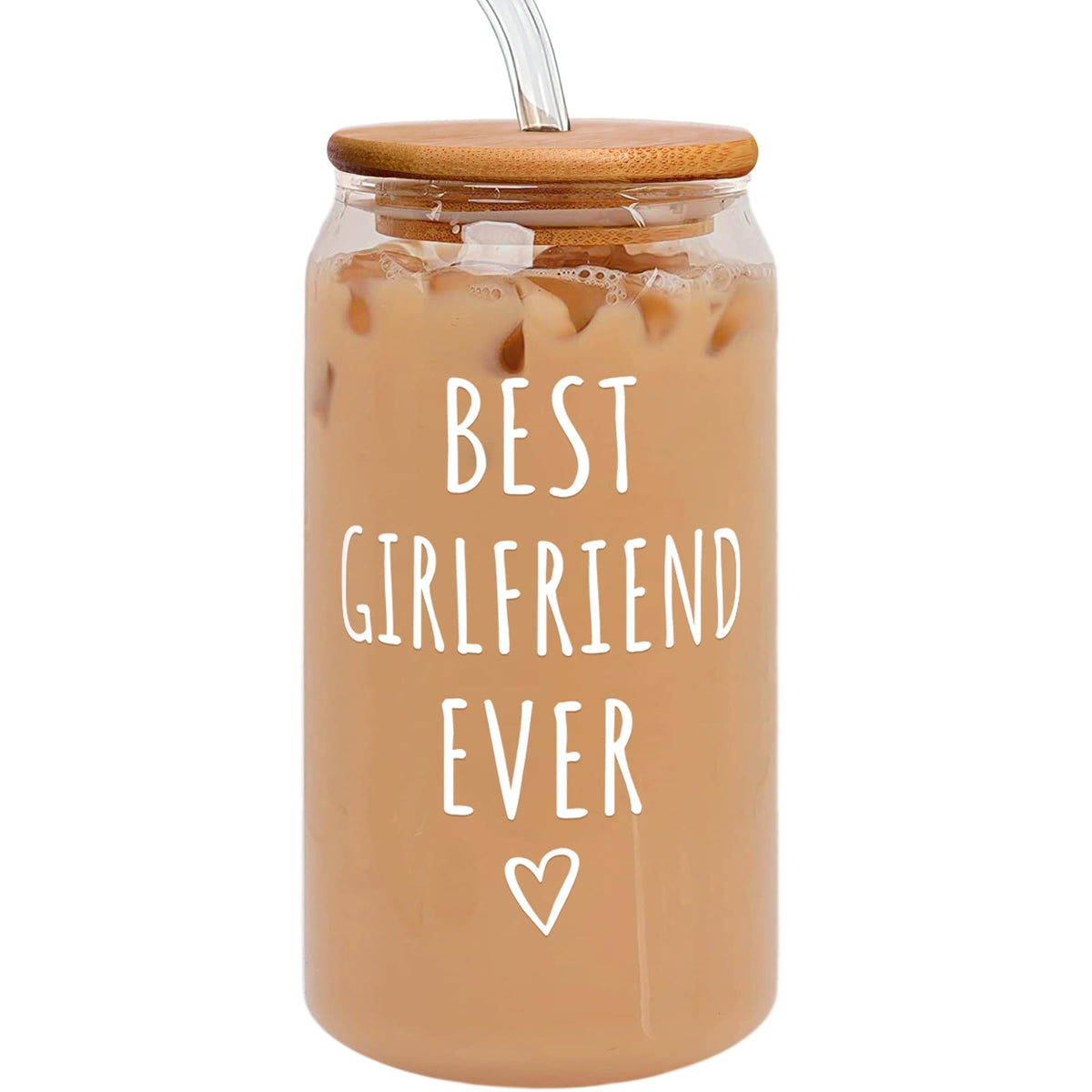Suchagift 16 oz can glass with lid, spill-resistant for daily use.