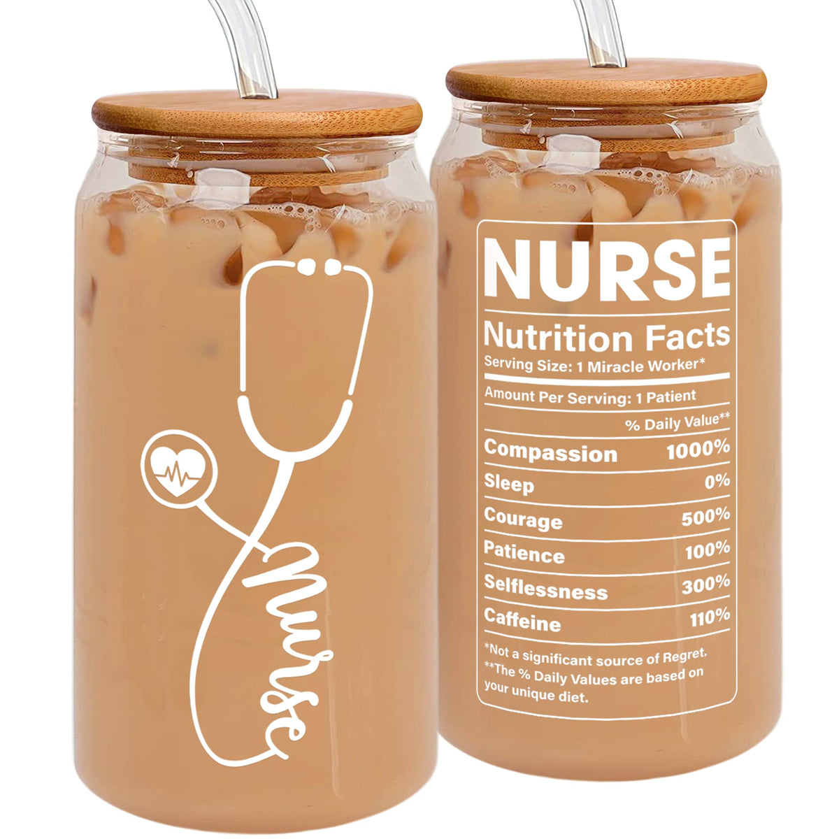 Suchagift 16oz nurse gift can glass ready for on-the-go hydration.