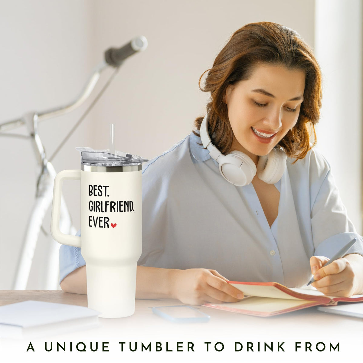 Suchagift portable travel tumbler fits most cup holders for adventures.
