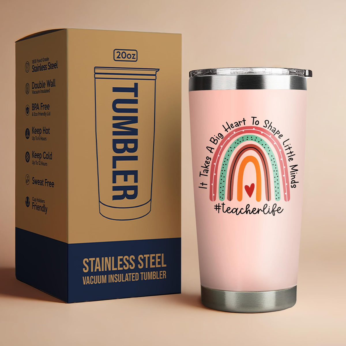 Suchagift pink tumbler fits cup holders for travel