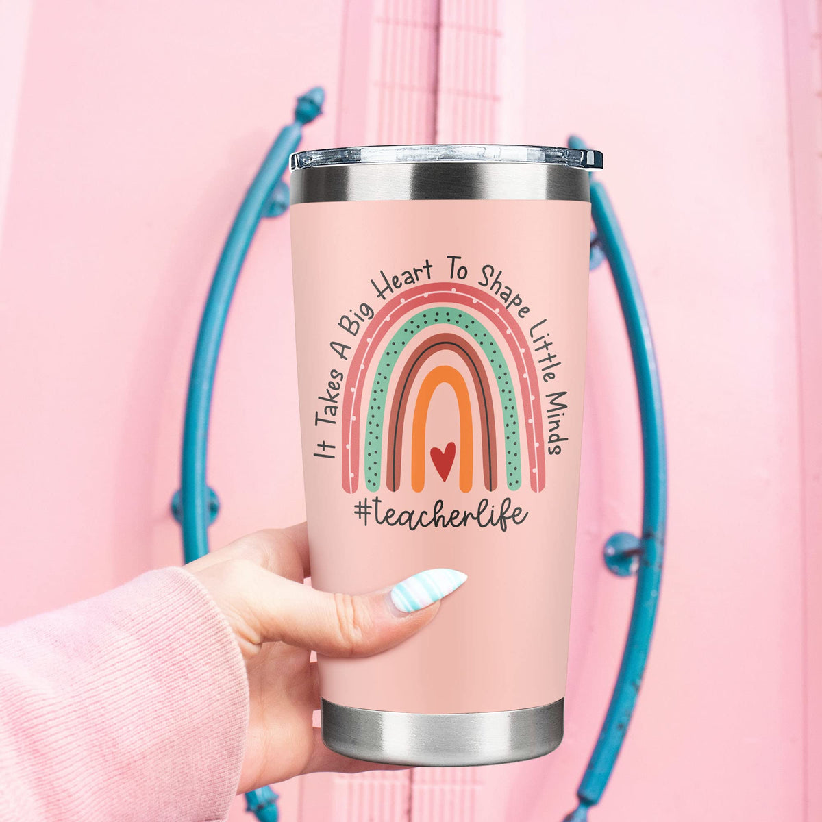 Suchagift pink tumbler with double-wall insulation preserves temperature