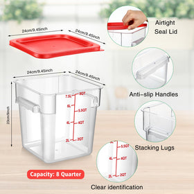 Suclain 8 Qt square container side view showing capacity.