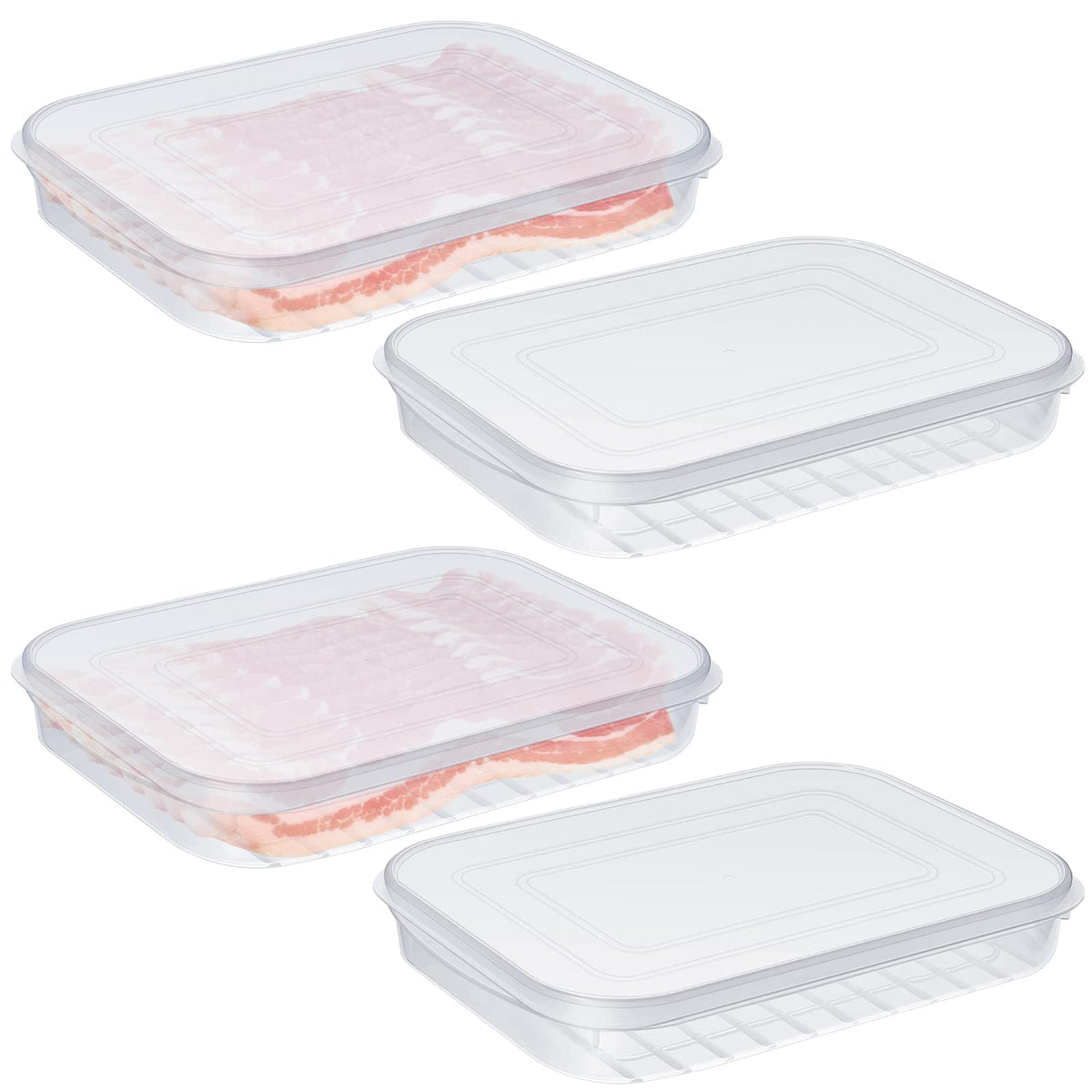 Suclain Bacon Keeper four-pack with lids on keeps food fresh and organized.
