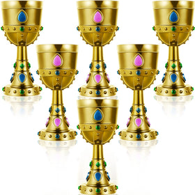 Suclain medieval crown goblet close-up with gemstones, adds regal flair to royal-themed parties