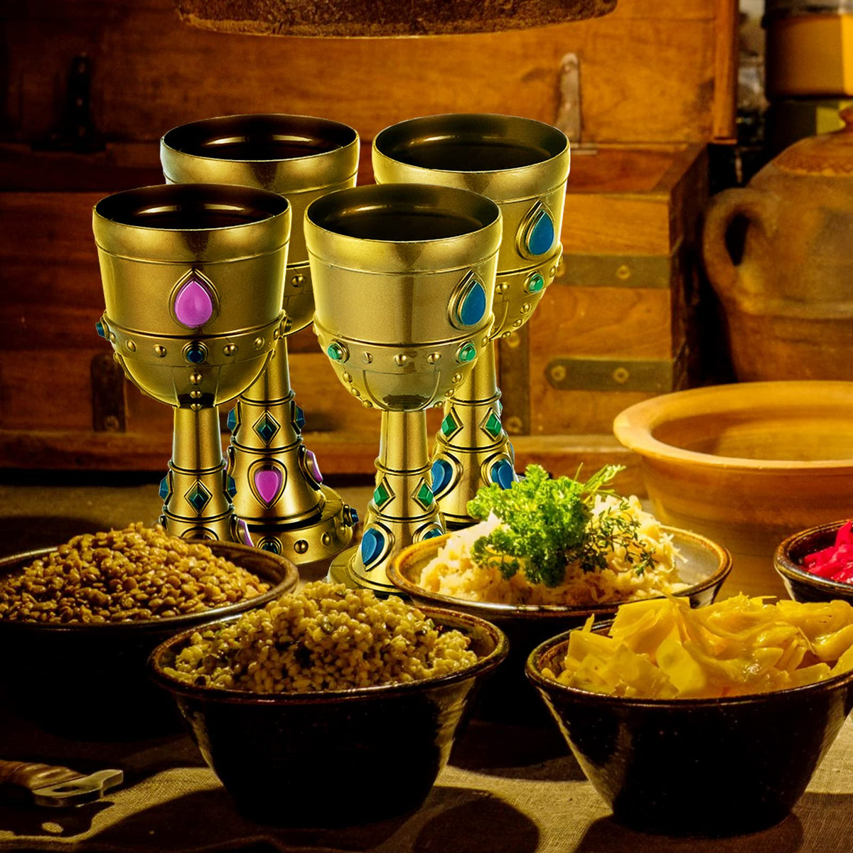 Suclain packaged jeweled goblets ready for royal celebrations