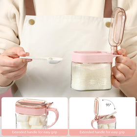 Suclain pink glass containers reveal contents for fresh storage decisions