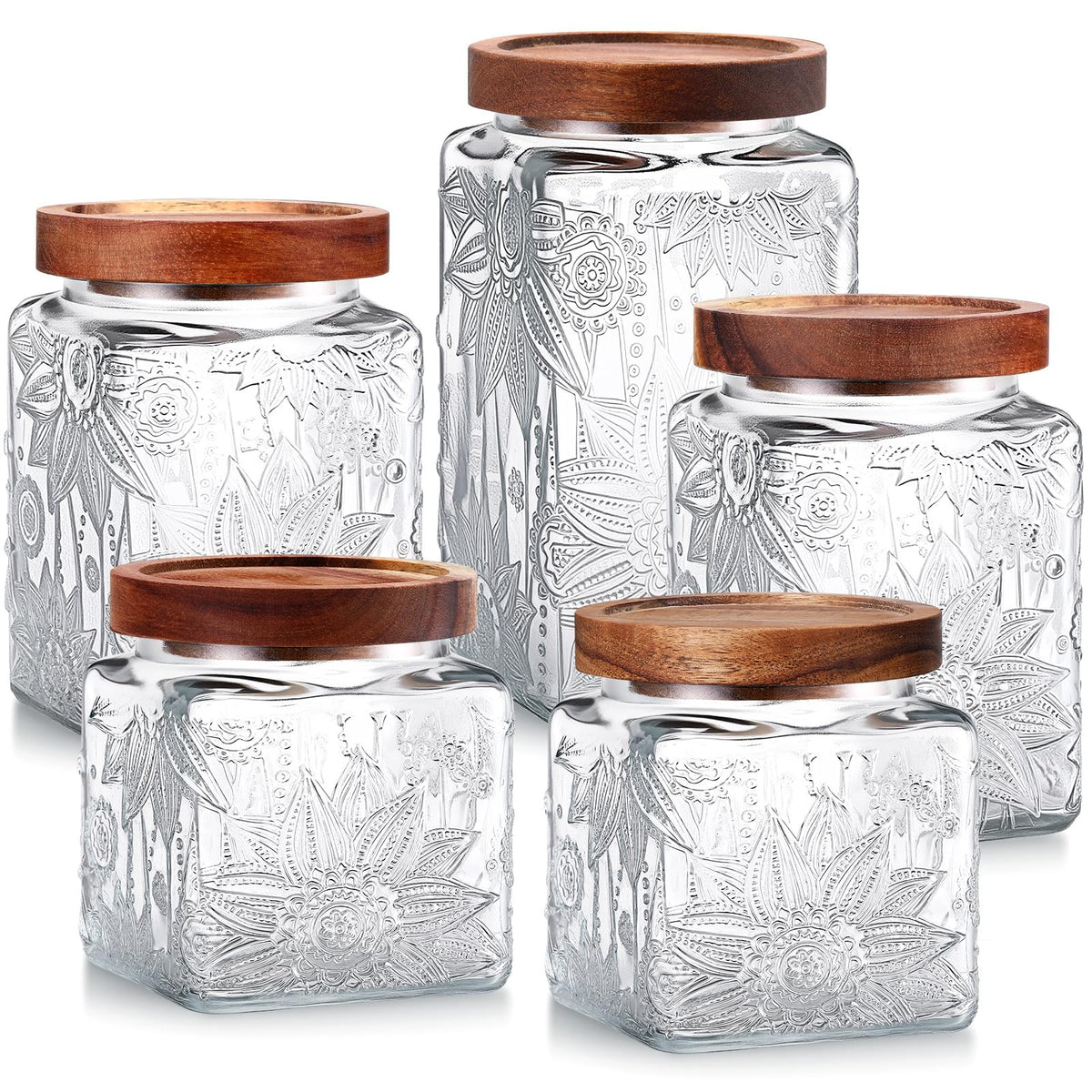 Suclain sunflower vintage glass jar 15 oz on counter stores pantry items