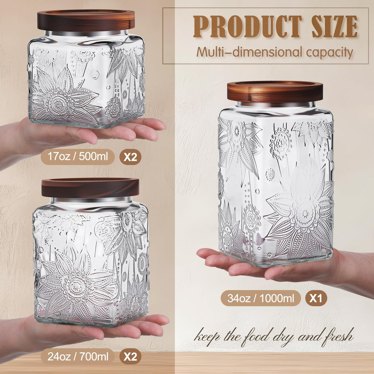 Suclain sunflower 24 oz glass jar on shelf for tea and coffee