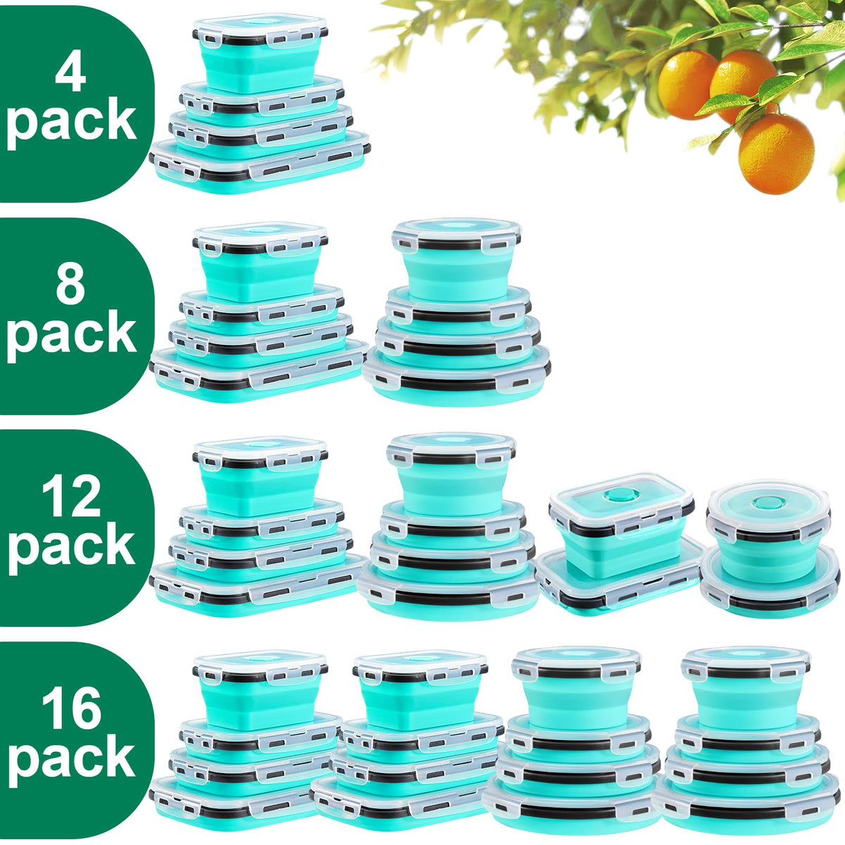 Sudaya 12oz collapsible container folded compact for on-the-go lunches.