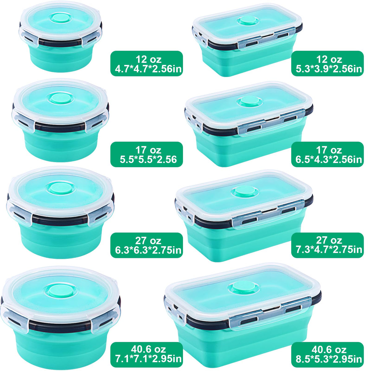 Sudaya 17oz collapsible container folded flat for easy bag packing.