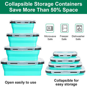 Sudaya 27oz collapsible container folded compact for larger portions and fridge organization.