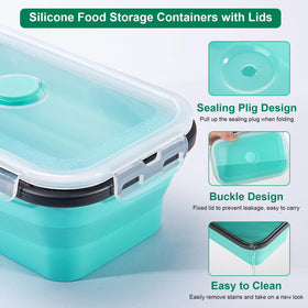 Sudaya 40oz collapsible container folded for family meals and pantry storage.